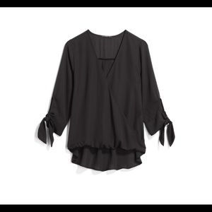 West Kei Allen Surplice Tie Sleeve High low Blouse